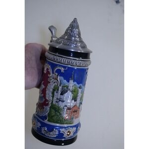 GERZ  Pewter Lidded German Beer Stein Germany Neuschwanstein THE SWAN Castle